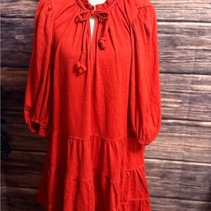 Max Studio Vibrant Red Long Sleeve Dress